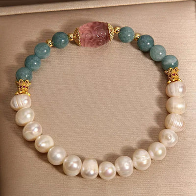 Bracciale Giada Perla e Fluorite "Purezza Naturale"