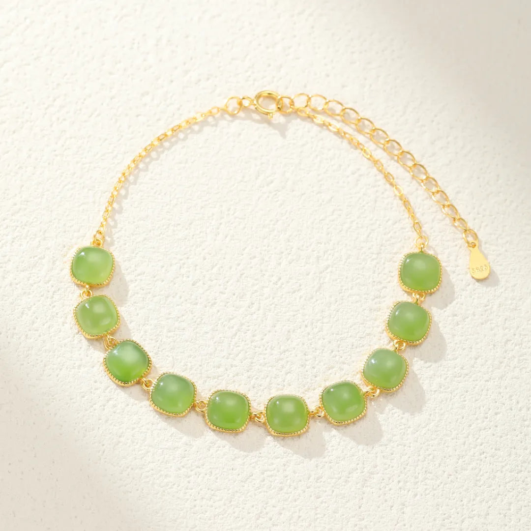 Pulsera Jade “Perla Luminoso” Plata Dorada Oro