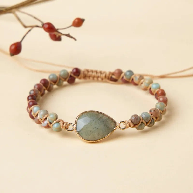 Bracelet Labradorite et Jaspe "Clarté Douce"