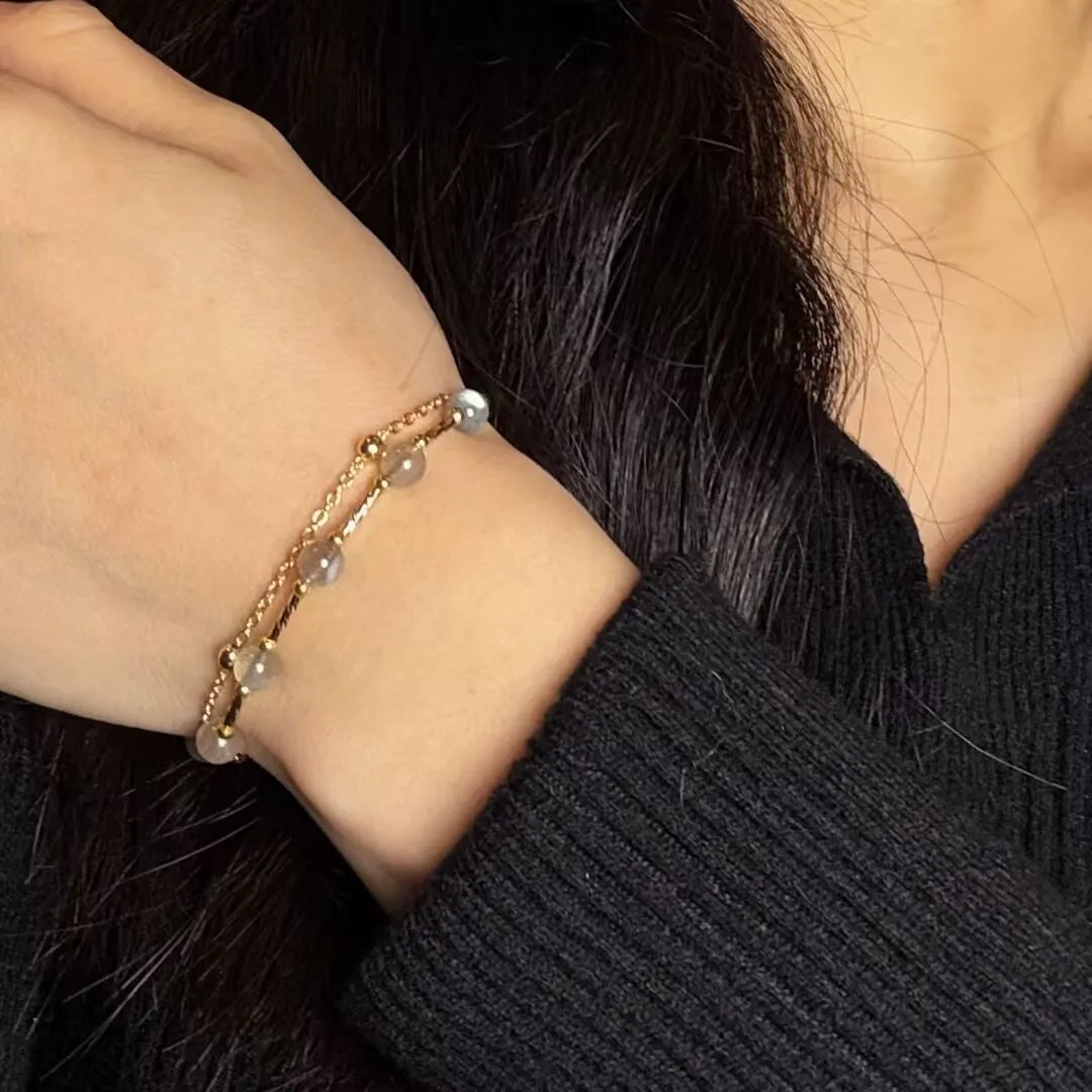 Pulsera Labradorita "Luz Lunar" Dorado Oro