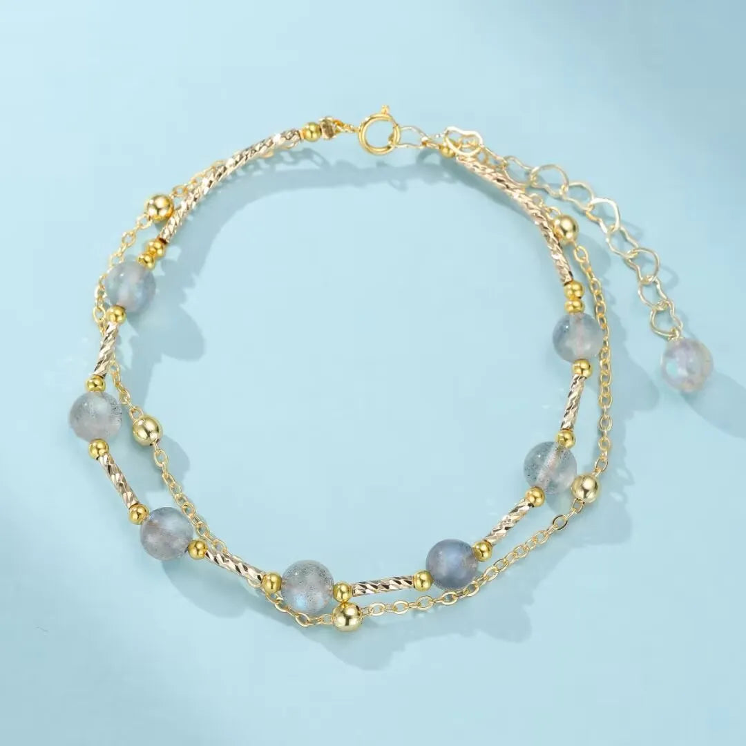 Pulsera Labradorita "Luz Lunar" Dorado Oro