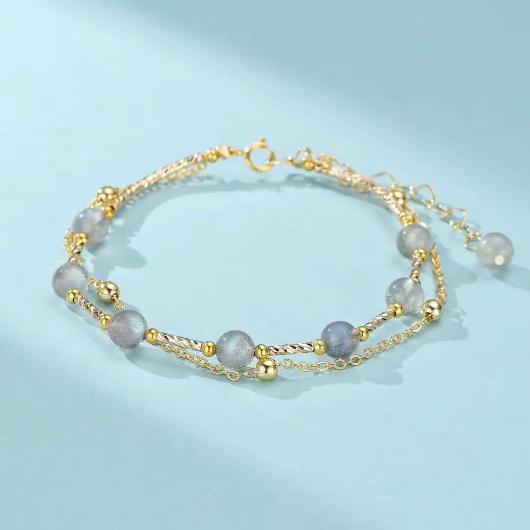 Pulsera Labradorita "Luz Lunar" Dorado Oro