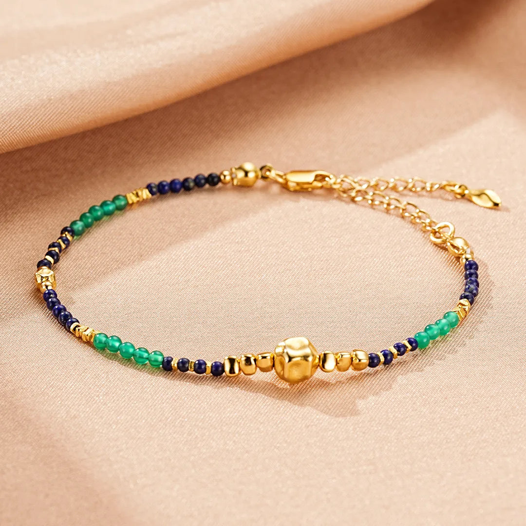 Bracciale Lapislazzuli e Giada "Saggezza Interiore" Argento Dorato Oro