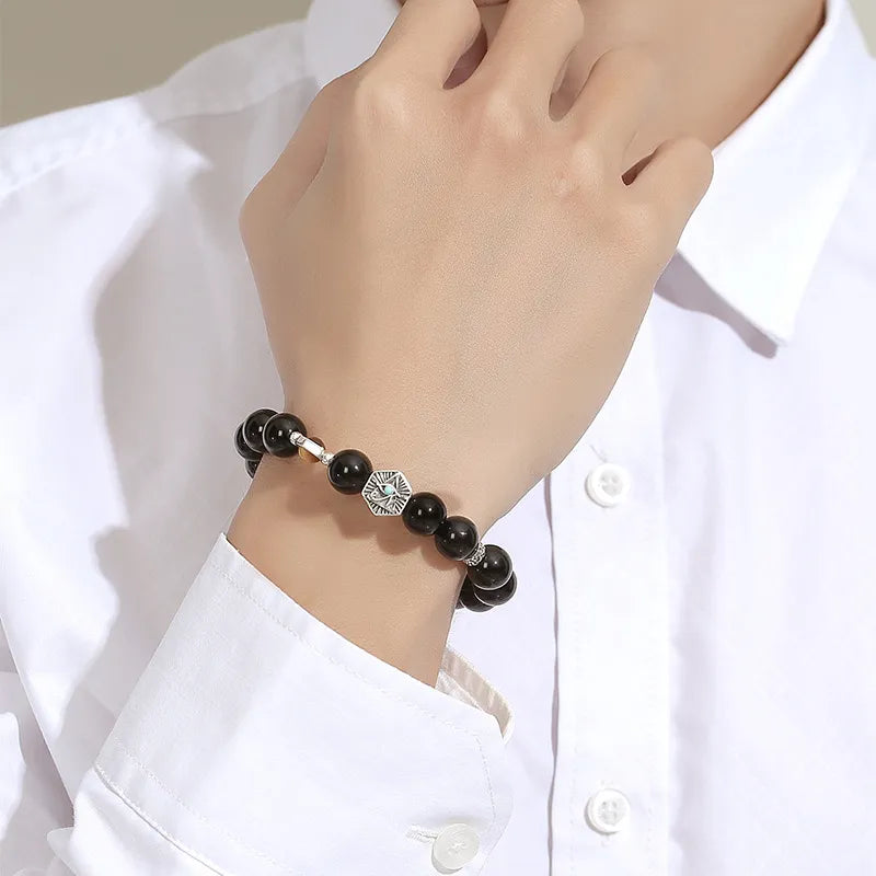 
Pulsera Obsidiana "Fuerza y Serenidad" Plata