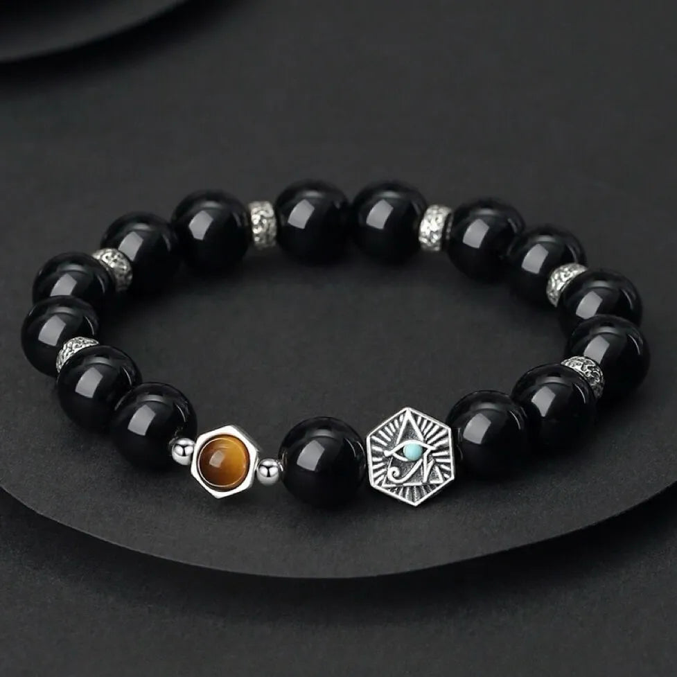 
Pulsera Obsidiana "Fuerza y Serenidad" Plata