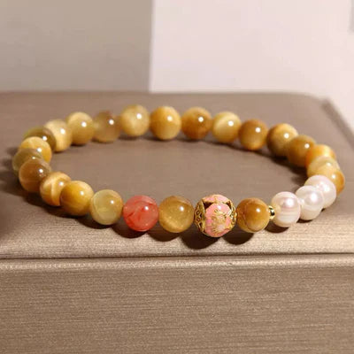 Bracciale Occhio di Tigre e Perle "Eleganza Discreta"