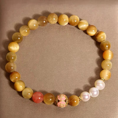 Bracciale Occhio di Tigre e Perle "Eleganza Discreta"