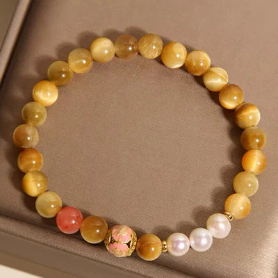 Bracciale Occhio di Tigre e Perle "Eleganza Discreta"