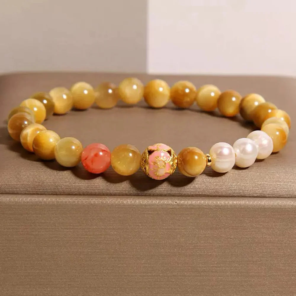 Bracelet Œil de Tigre et Perles "Élégance Discrète"
