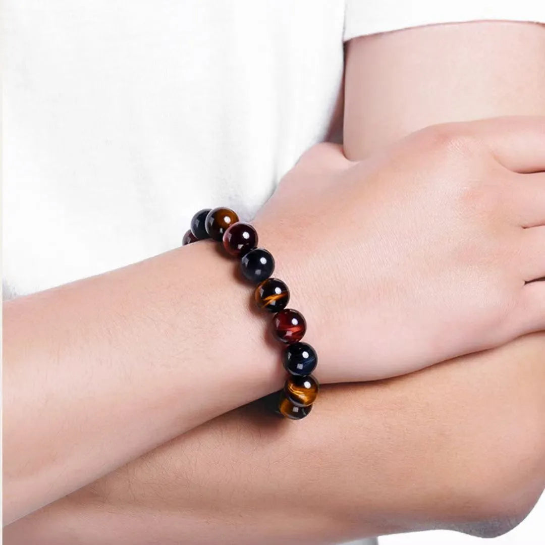 Bracelet Œil de Tigre Multicolore "Reflets d'Équilibre"