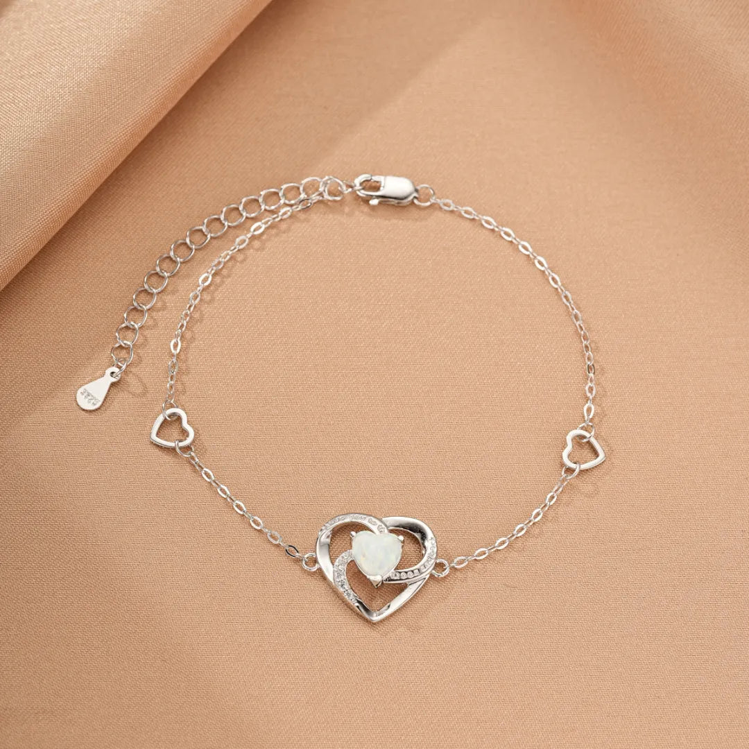 Bracelet Opale "Cœur Pure" Argent