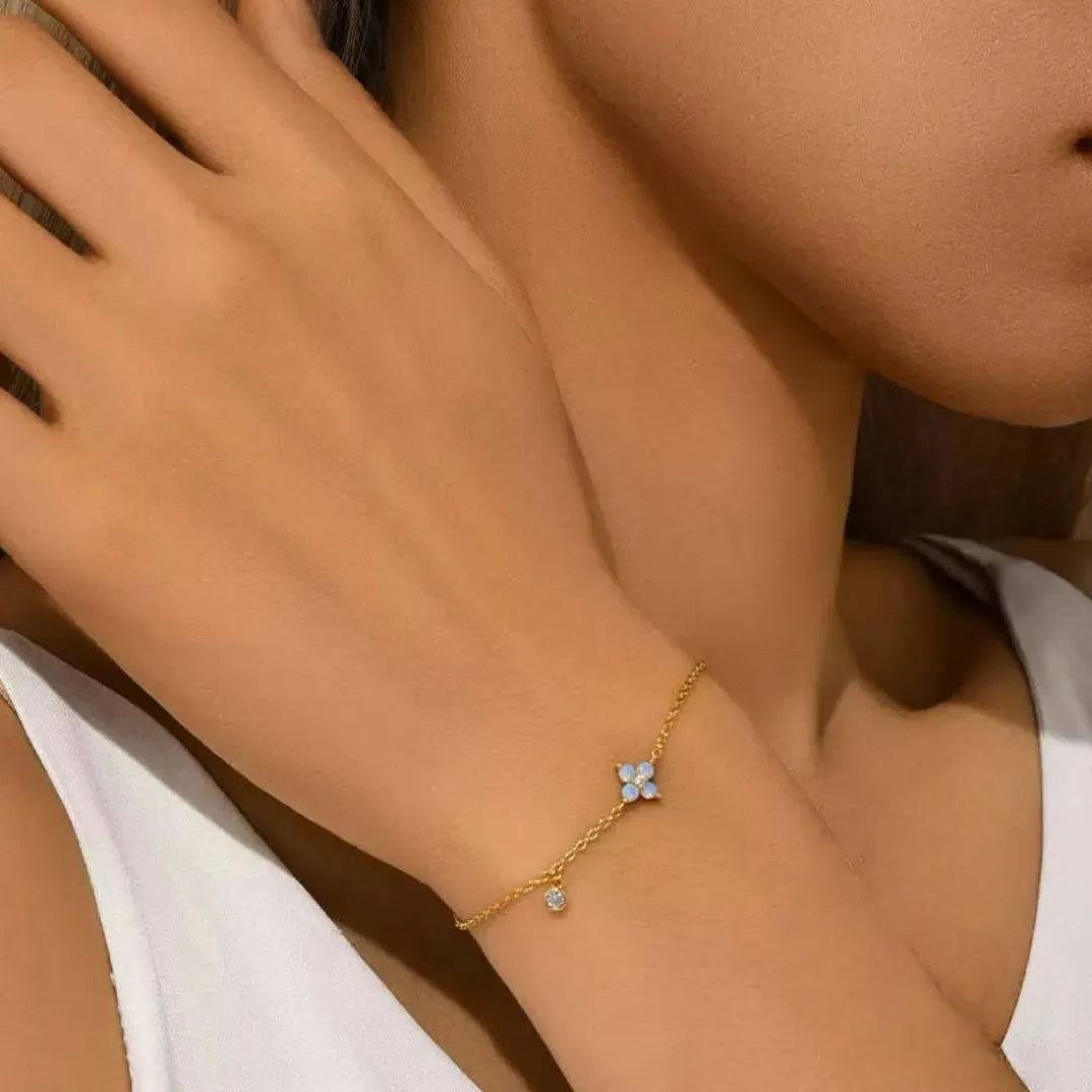 Bracelet Opale "Fleur Pure" Argent Doré Or