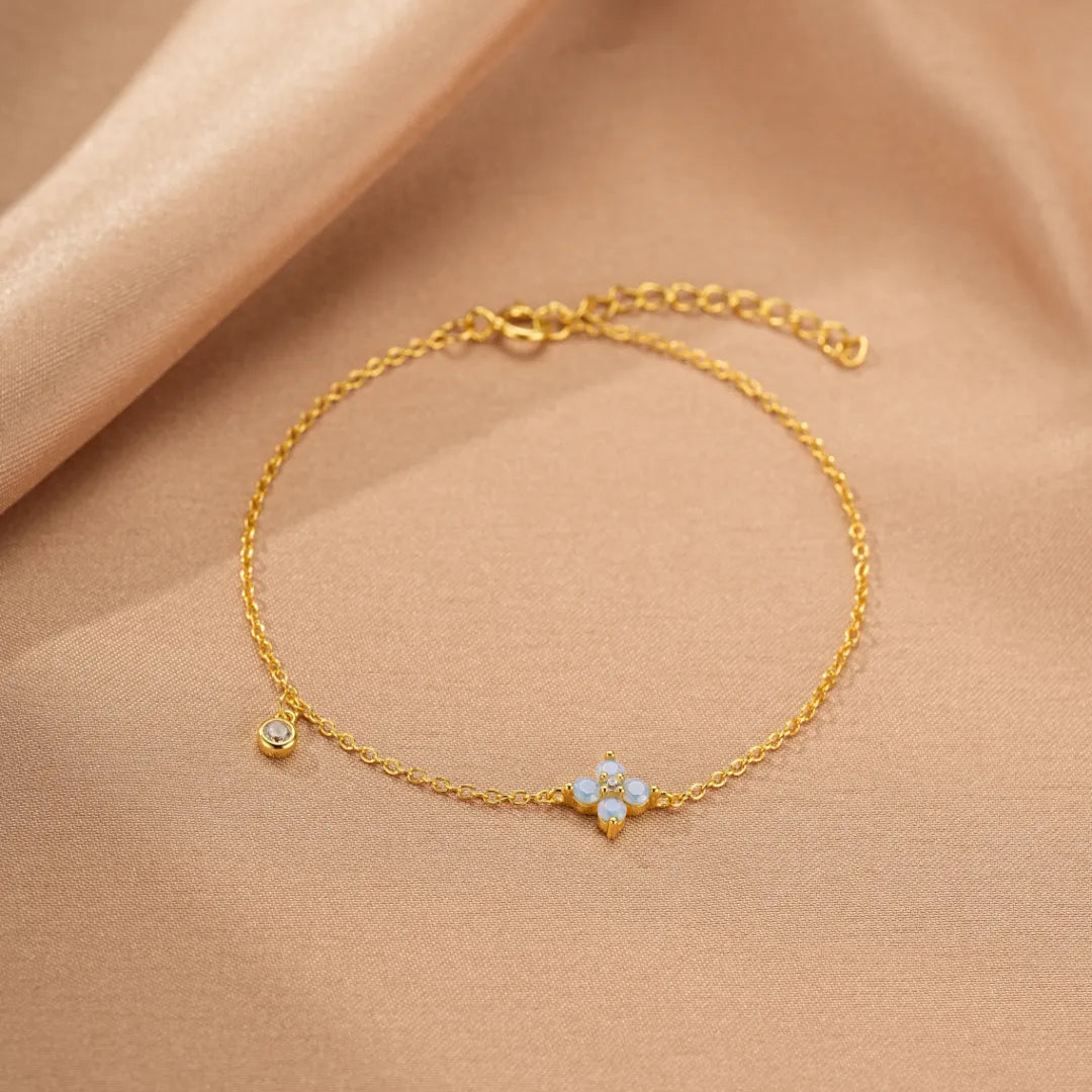 Opal Bracelet "Pure Flower" Gold Plated Silver