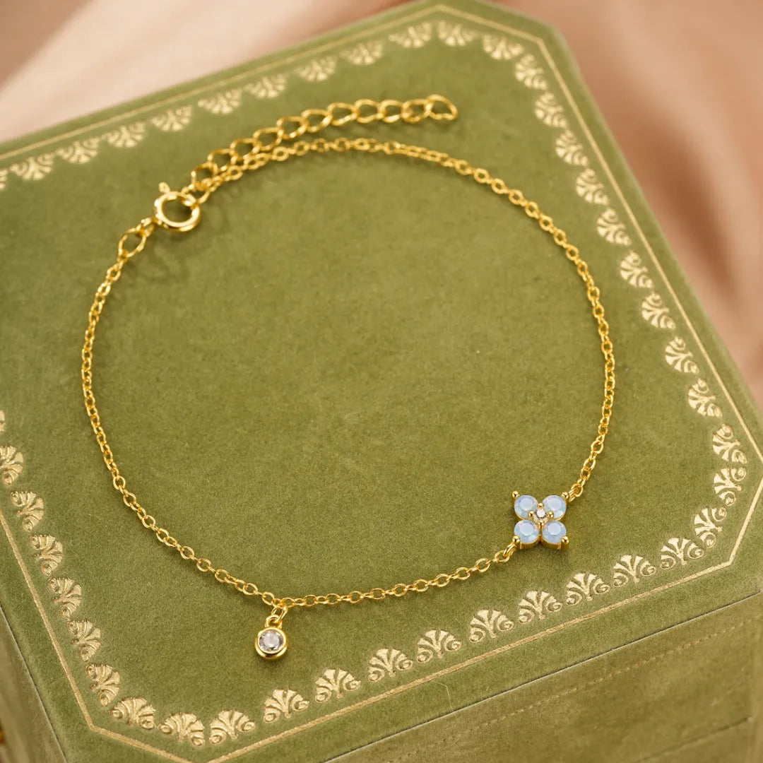 Opal Bracelet "Pure Flower" Gold Plated Silver
