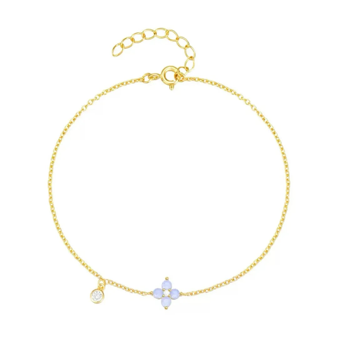 Opal Bracelet "Pure Flower" Gold Plated Silver