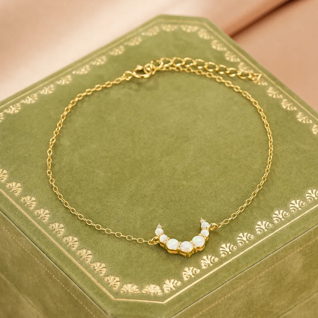Pulsera Ópalo "Luna Suave" Plata Dorada Oro