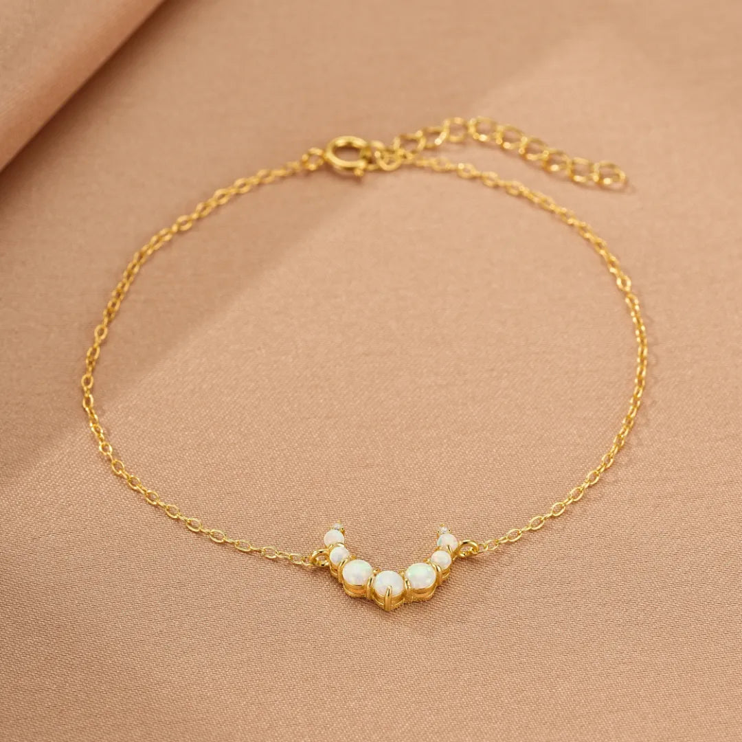 Pulsera Ópalo "Luna Suave" Plata Dorada Oro