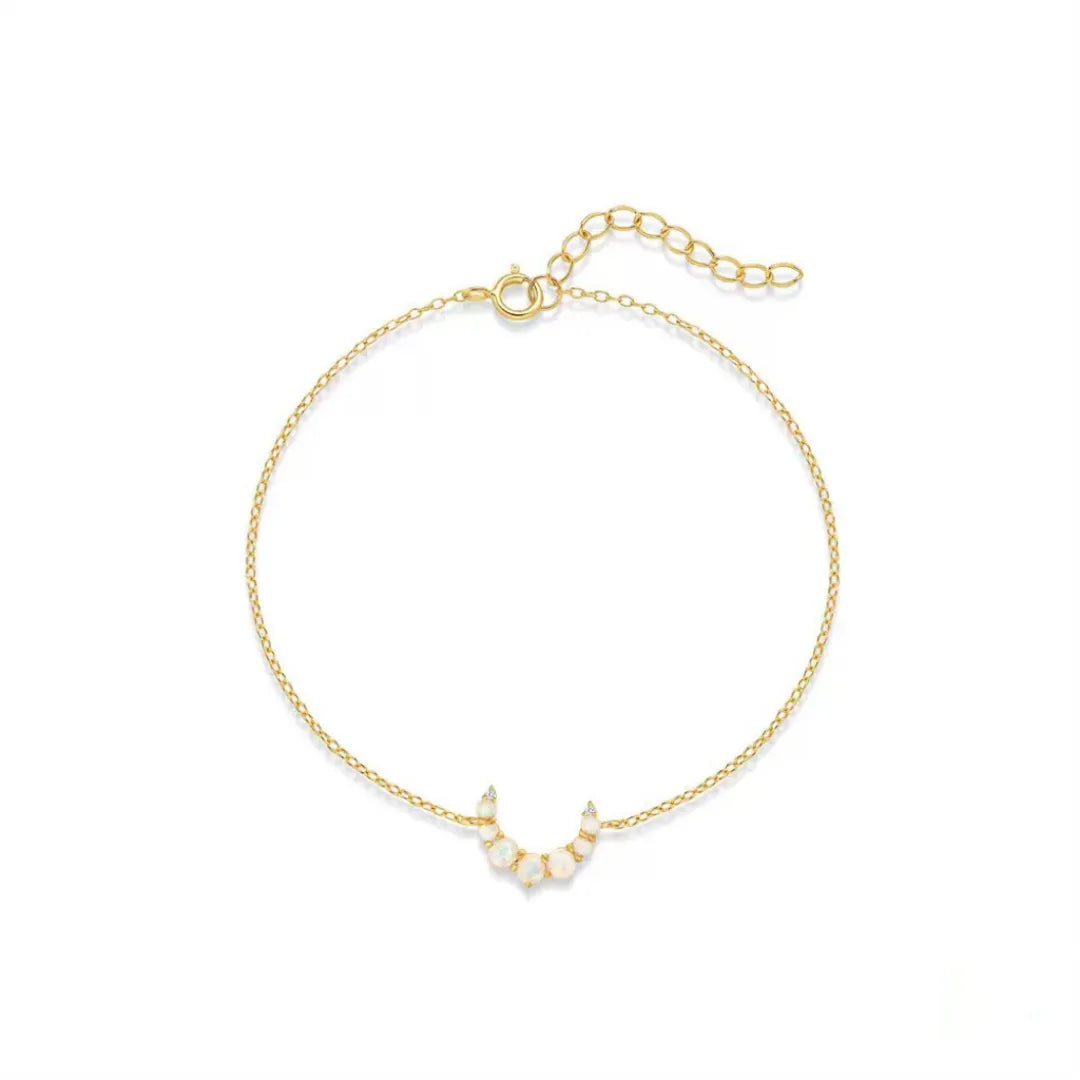 Pulsera Ópalo "Luna Suave" Plata Dorada Oro