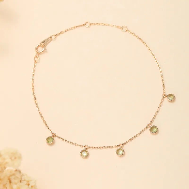 Pulsera Peridoto "Dulzura Elegante" Plata Dorada Oro