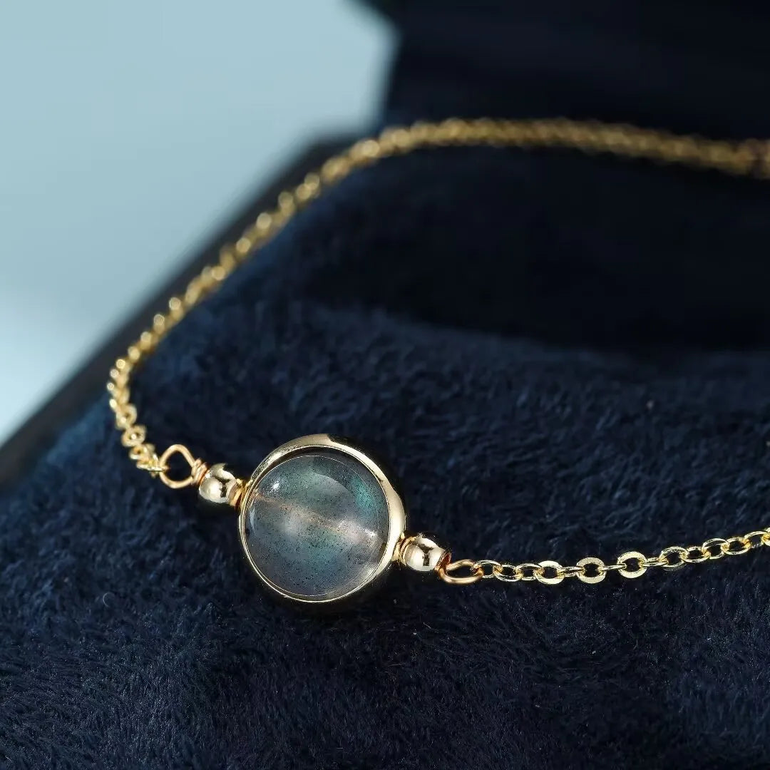 Bracciale Pietra di Luna Blu "Dolcezza delle Notti" Dorato Oro