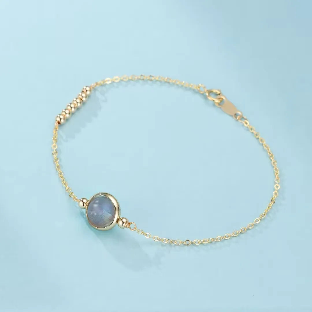 Bracciale Pietra di Luna Blu "Dolcezza delle Notti" Dorato Oro