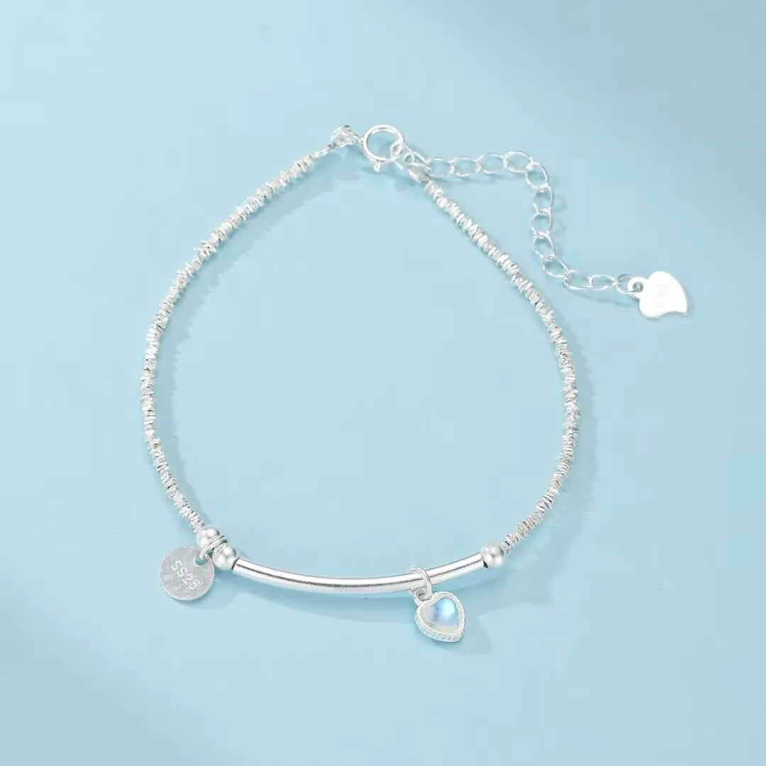 Moonstone Bracelet "Celestial Heart" Silver