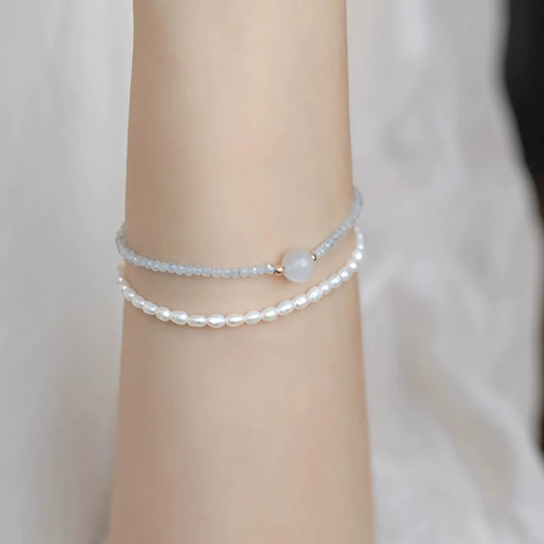 Bracciale Pietra di Luna e Acquamarina "Serenità dell'Oceano"