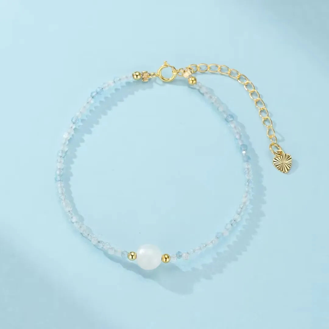 Bracciale Pietra di Luna e Acquamarina "Serenità dell'Oceano"
