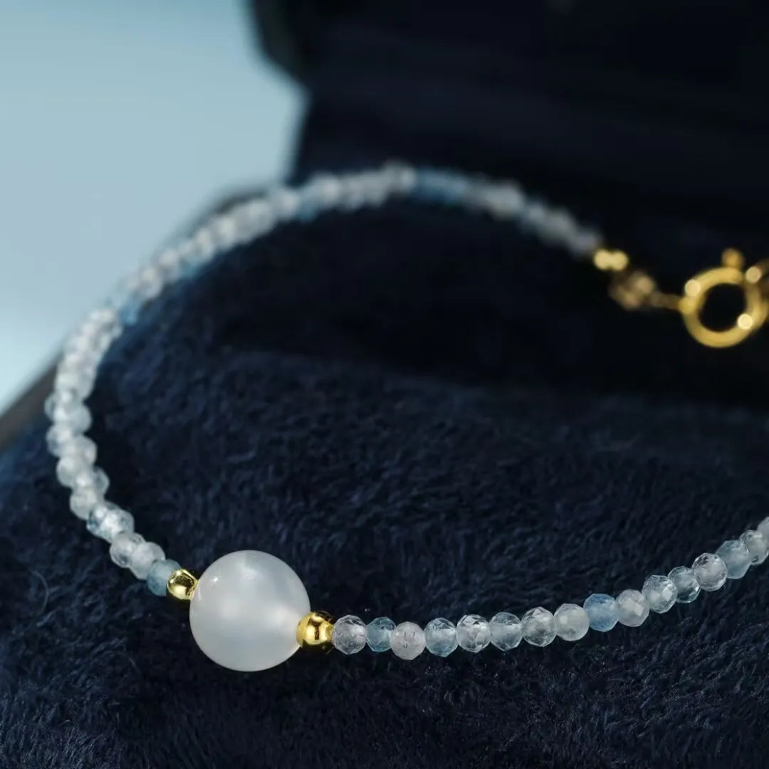 Bracciale Pietra di Luna e Acquamarina "Serenità dell'Oceano"