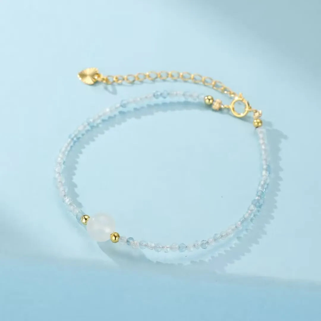 Bracciale Pietra di Luna e Acquamarina "Serenità dell'Oceano"