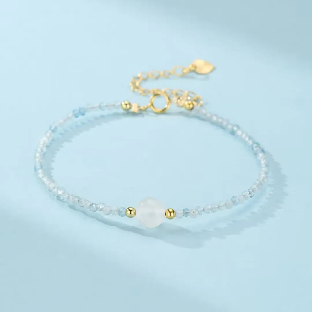 Armband Mondstein und Aquamarin "Ozeanruhe"