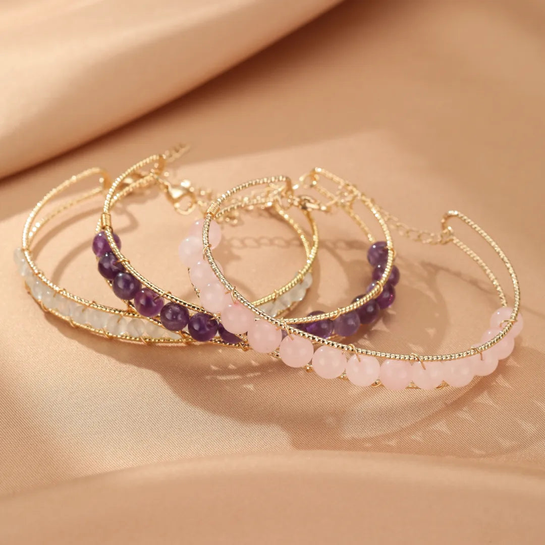 Aquamarine Bracelet, Rose Quartz or Amethyst "Gentle Energy"