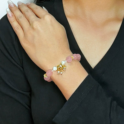 Bracelet Quartz Rose et Perle "Douceur Céleste"