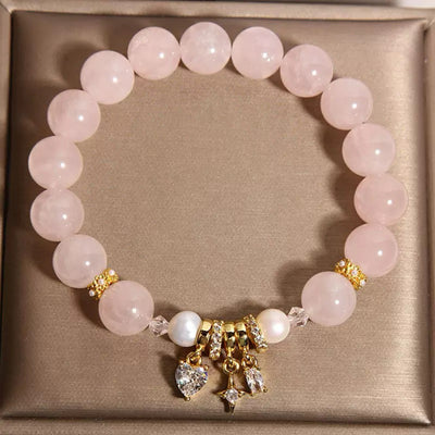 Bracelet Quartz Rose et Perle "Douceur Céleste"