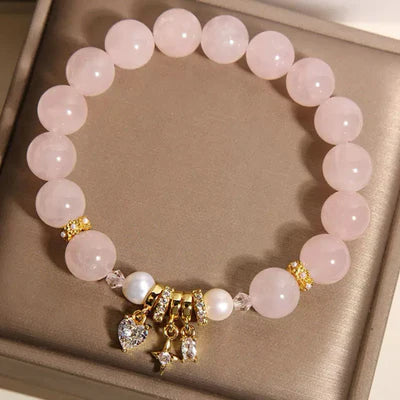 Bracelet Quartz Rose et Perle "Douceur Céleste"
