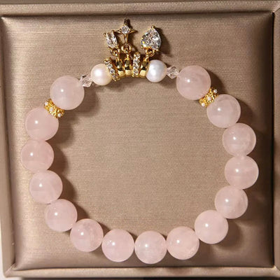 Bracelet Quartz Rose et Perle "Douceur Céleste"