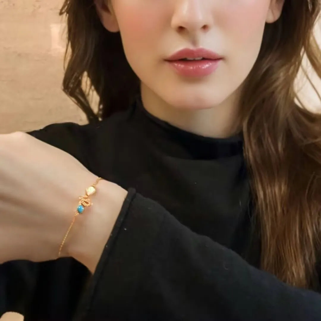 Pulsera Serpiente Turquesa y Ópalo "Encanto Serpiente" Plata