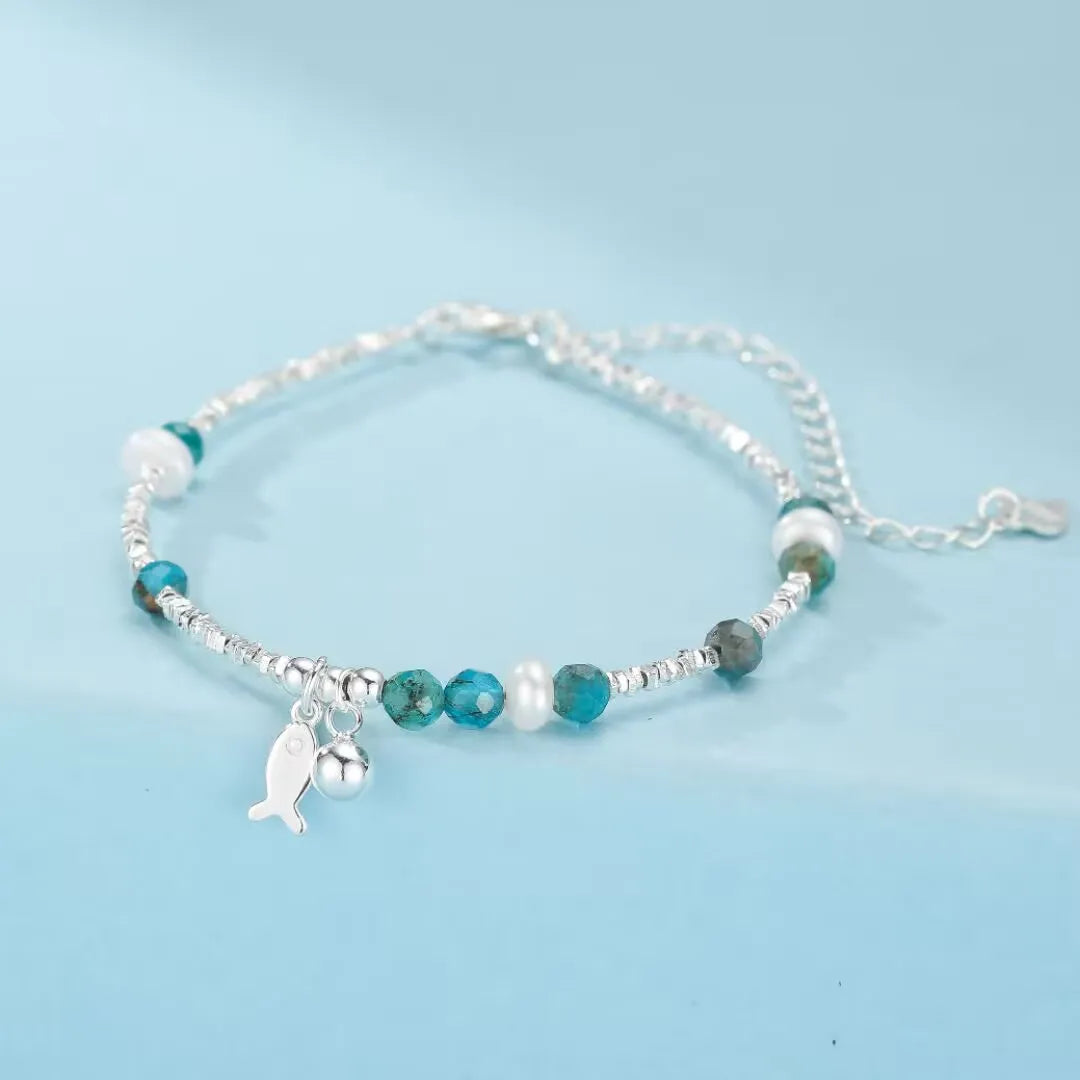 Pulsera Topacio "Encanto Pez" Plata
