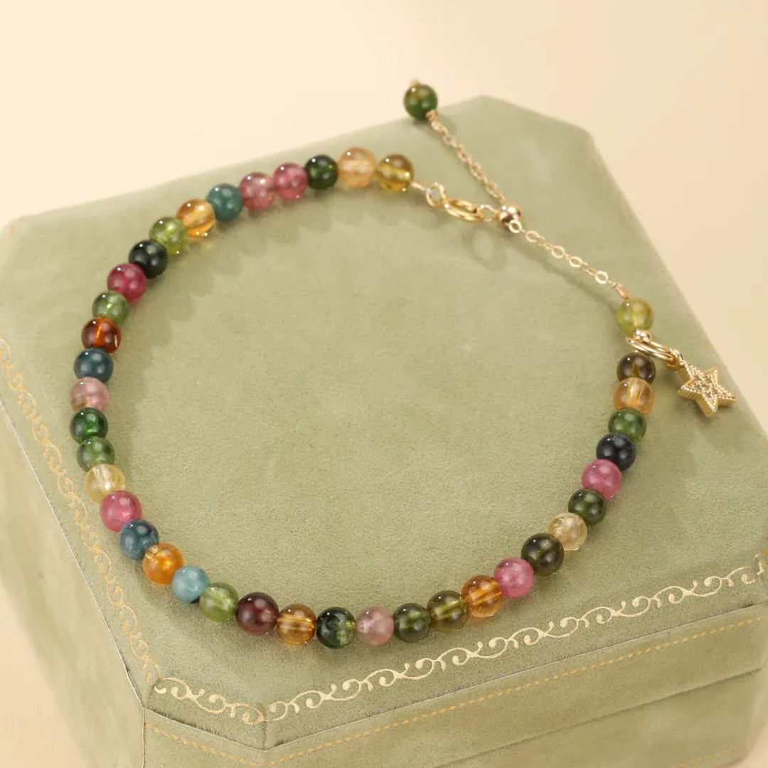 
Bracciale Tormalina "Cielo Colorato" Dorato Oro 14K