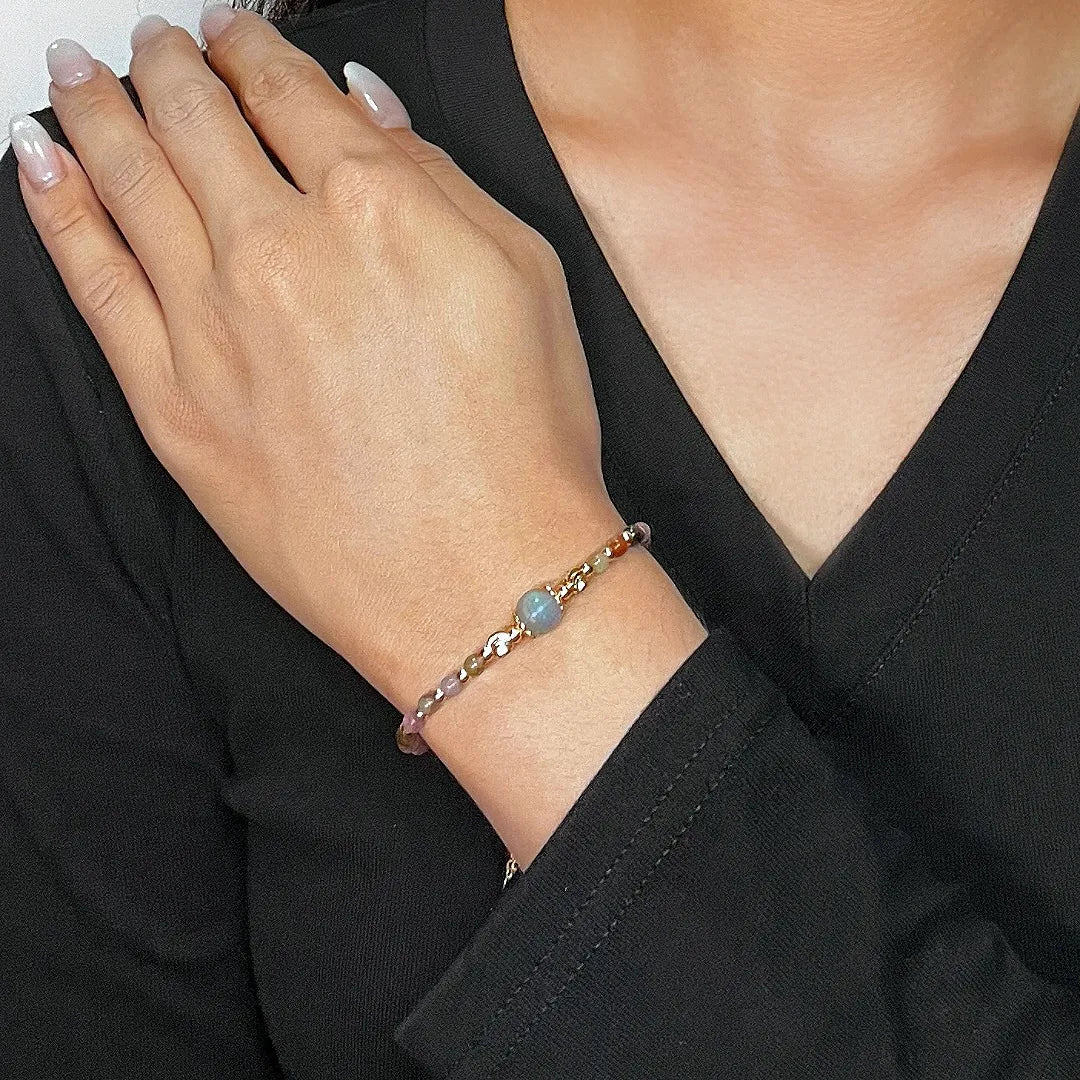Bracciale in Tormalina e Labradorite "Perle di Serenità"
