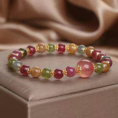 Bracciale Tormalina e Quarzo Fragola "Luce Colorata"