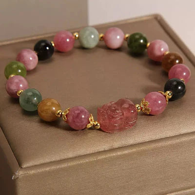 Bracciale Pi Xiu Tormalina e Quarzo Fragola "Ricchezza Spirituale"