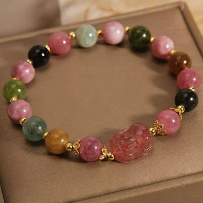 Bracciale Pi Xiu Tormalina e Quarzo Fragola "Ricchezza Spirituale"