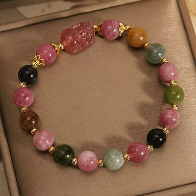 Bracciale Pi Xiu Tormalina e Quarzo Fragola "Ricchezza Spirituale"