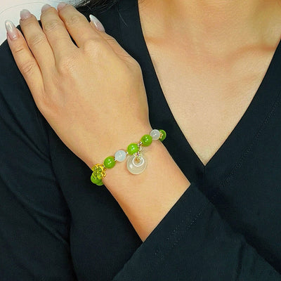 Bracelet Trèfle Tourmaline Verte et Jade "Rayons d'Optimisme"