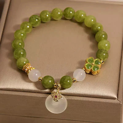 Armband Kleeblatt Grüner Turmalin und Jade "Strahlen des Optimismus"