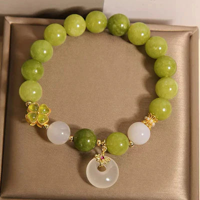 Armband Kleeblatt Grüner Turmalin und Jade "Strahlen des Optimismus"