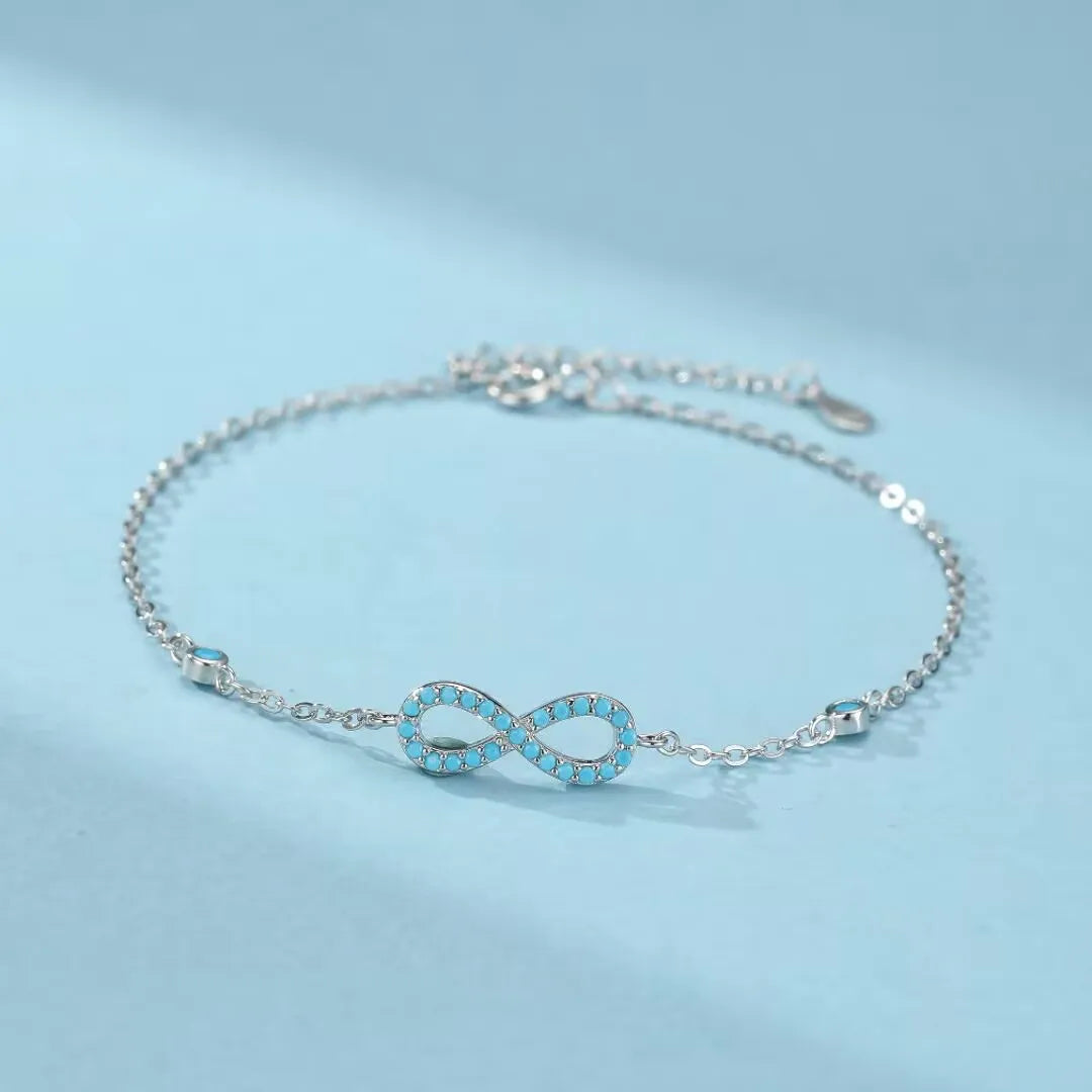Turquoise Infinity Bracelet "Breath of Infinity" Silver