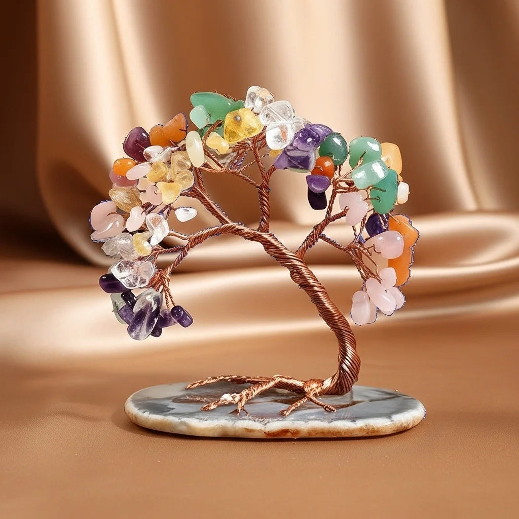 Harmonie - Cofre de Regalo Piedras 7 Chakras, Árbol de la Vida y Pulsera