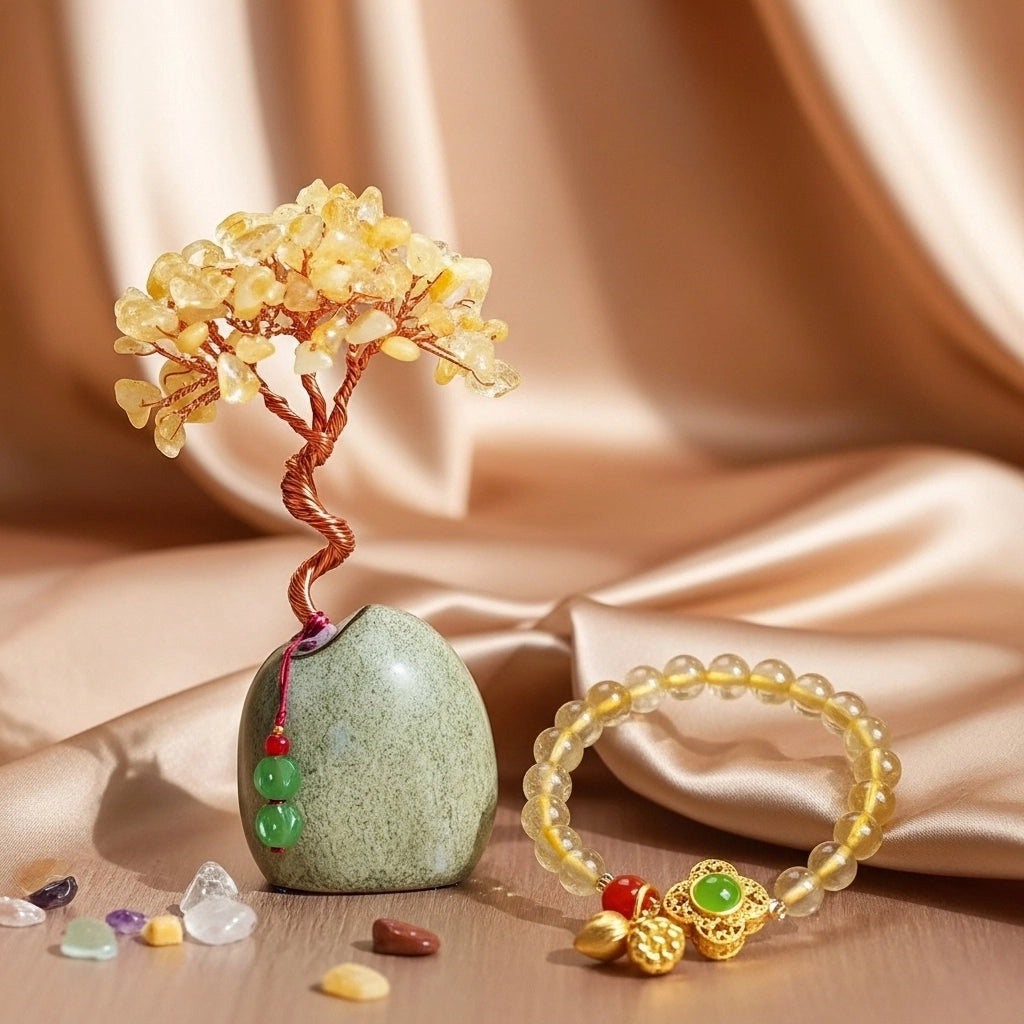 Fortuna - Cofre de Regalo en Citrino, Árbol de la Vida y Pulsera